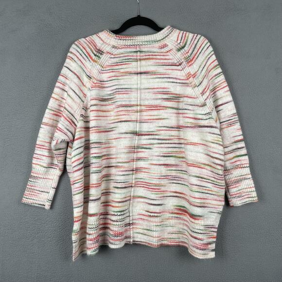 LOFT Lou & Grey Sweater Womens XS/S White Multicolor Stripe Knit Pullover Soft - Picture 2 of 8